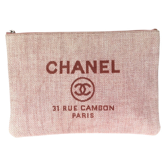 23947
CHANEL シャネル ドーヴィル ココマーク ピンク シルバー金具 キャンバス クラッチバック ポーチ レディース ABP49