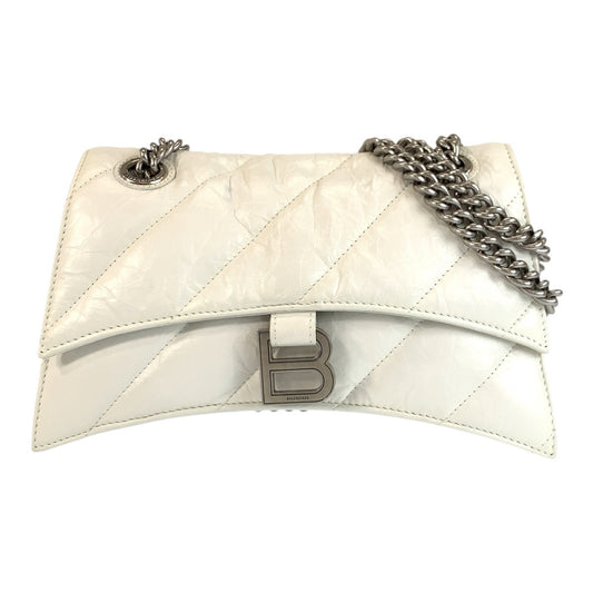 23950
BALENCIAGA バレンシアガ アワーグラス クラッシュチェーンバッグ ホワイト シルバー金具 レザー 716351 ショルダーバッグ レディース ABP145