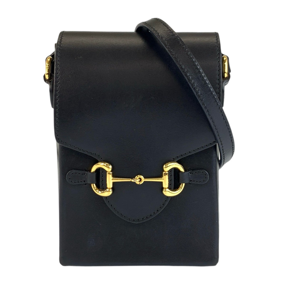 23952
GUCCI グッチ ホースビット ブラック 黒 ゴールド金具 レザー 625615 ショルダーバッグ ポシェット レディース ABP58