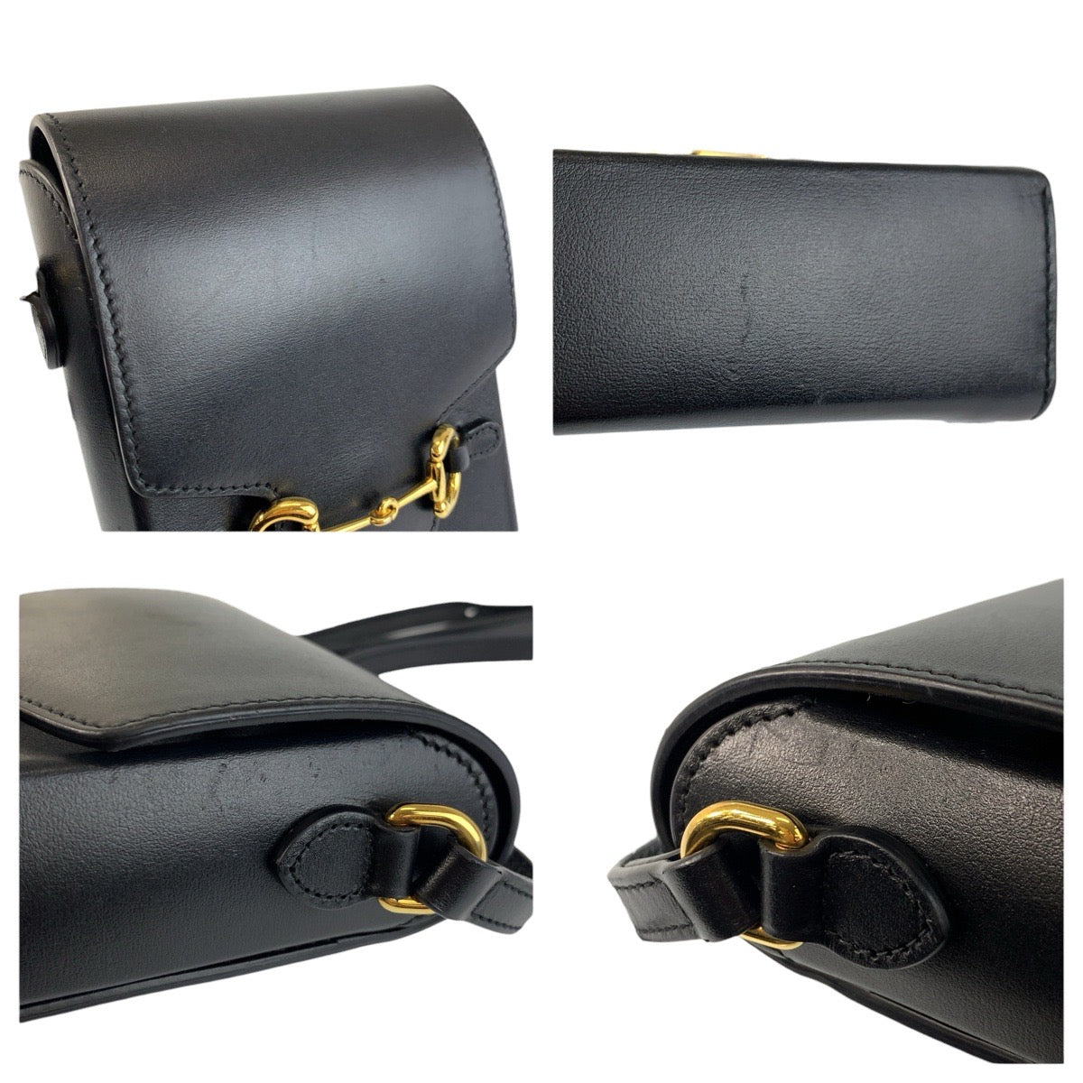 23952
GUCCI グッチ ホースビット ブラック 黒 ゴールド金具 レザー 625615 ショルダーバッグ ポシェット レディース ABP58