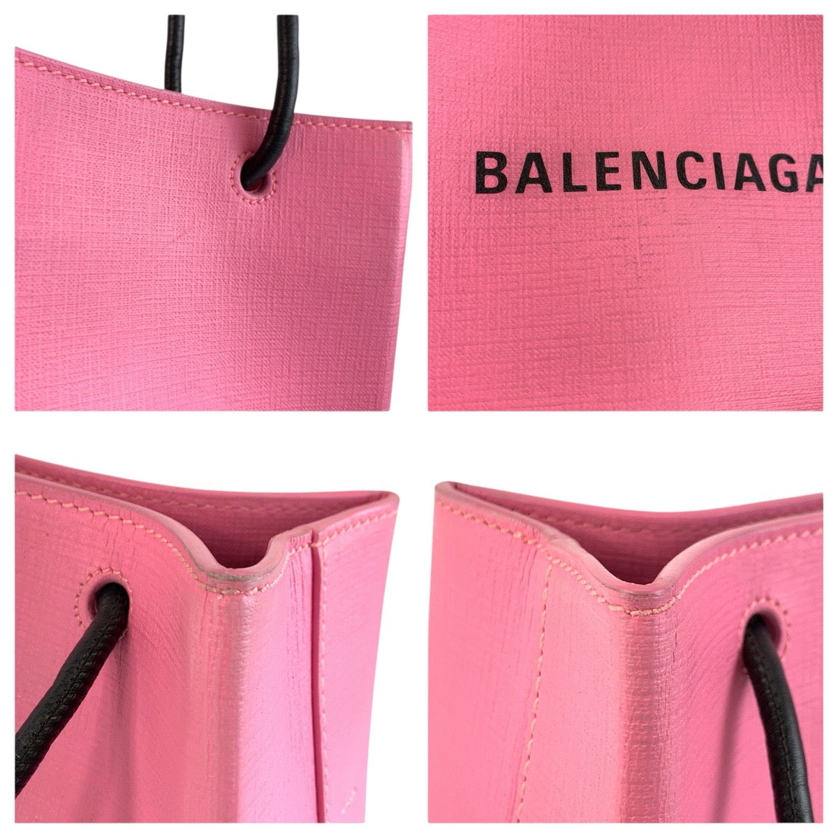 23954
BALENCIAGA バレンシアガ ショッピングトート XXS ピンク ブラック シルバー金具 レザー 572411 トートバッグ ショルダーバッグ 2way レディース AB49