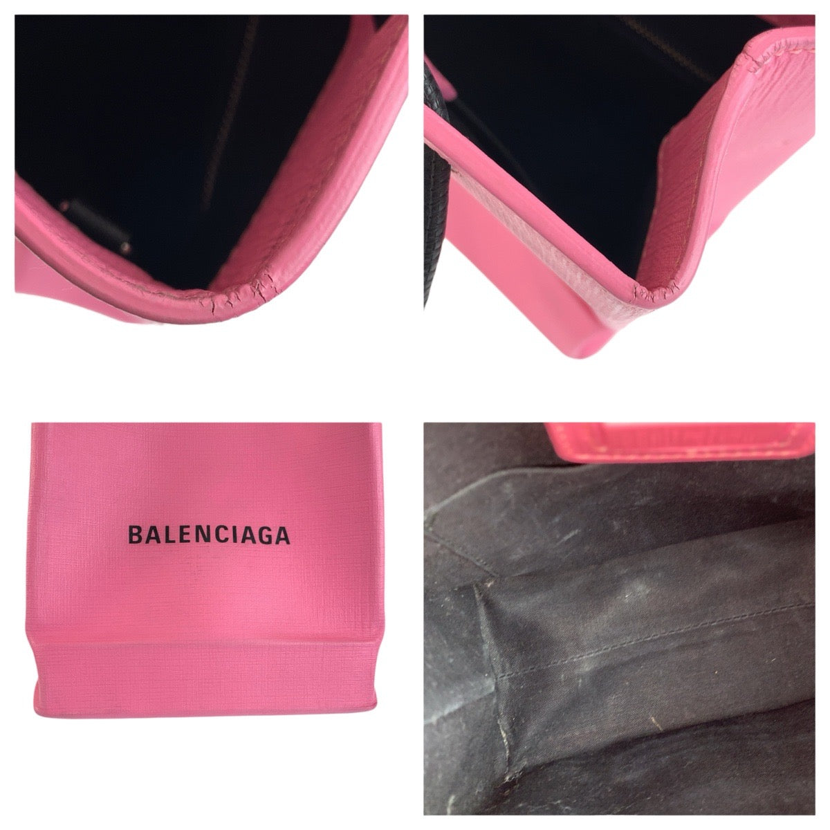 23954
BALENCIAGA バレンシアガ ショッピングトート XXS ピンク ブラック シルバー金具 レザー 572411 トートバッグ ショルダーバッグ 2way レディース AB49