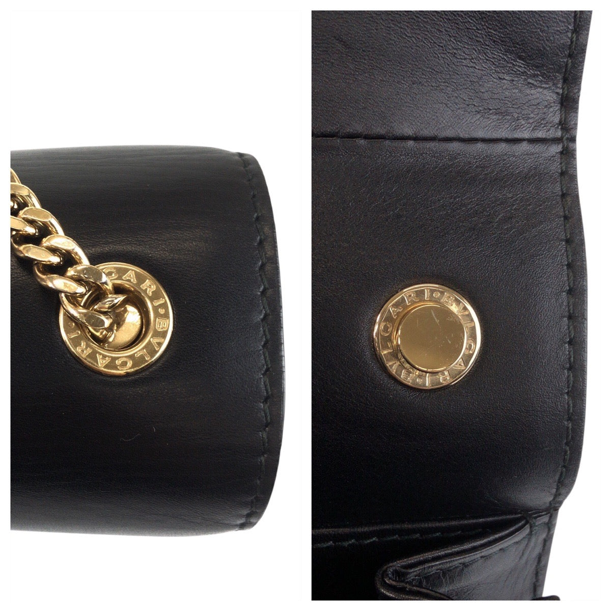 23961
BVLGARI ブルガリ ブルガリブルガリ ブラック 黒 ゴールド金具 レザー / プラスチック 39858 チェーンショルダーバッグ ポシェット レディース ABP58