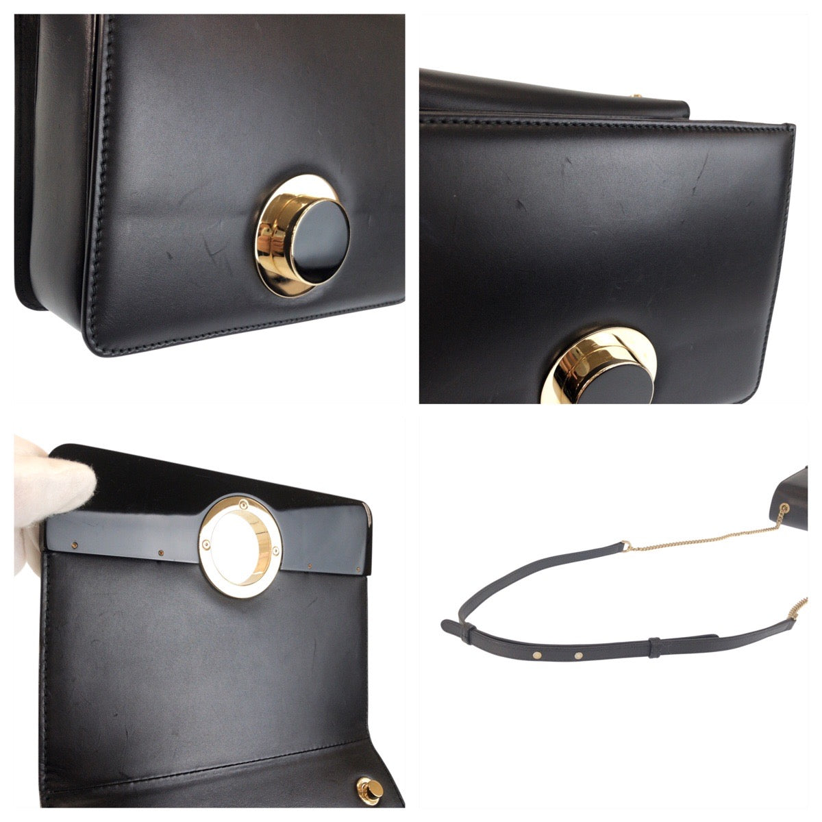 23961
BVLGARI ブルガリ ブルガリブルガリ ブラック 黒 ゴールド金具 レザー / プラスチック 39858 チェーンショルダーバッグ ポシェット レディース ABP58