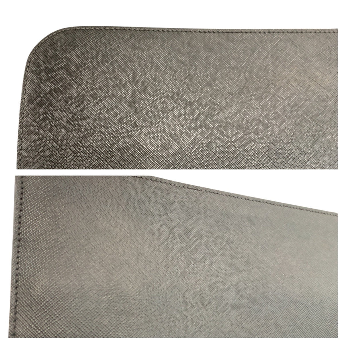 23962
PRADA プラダ サフィアーノ ブラック 黒 シルバー金具 レザー クラッチバッグ セカンドバッグ メンズ A56