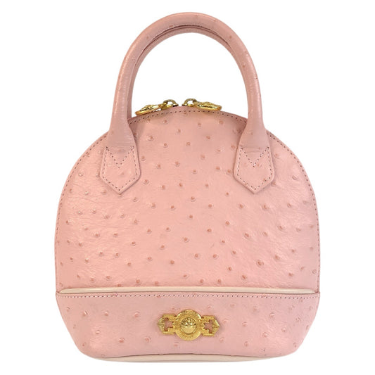 23963
VERSACE ヴェルサーチ ヴィンテージ サンバースト 型押し ピンク レザー ハンドバッグ レディース ABP49