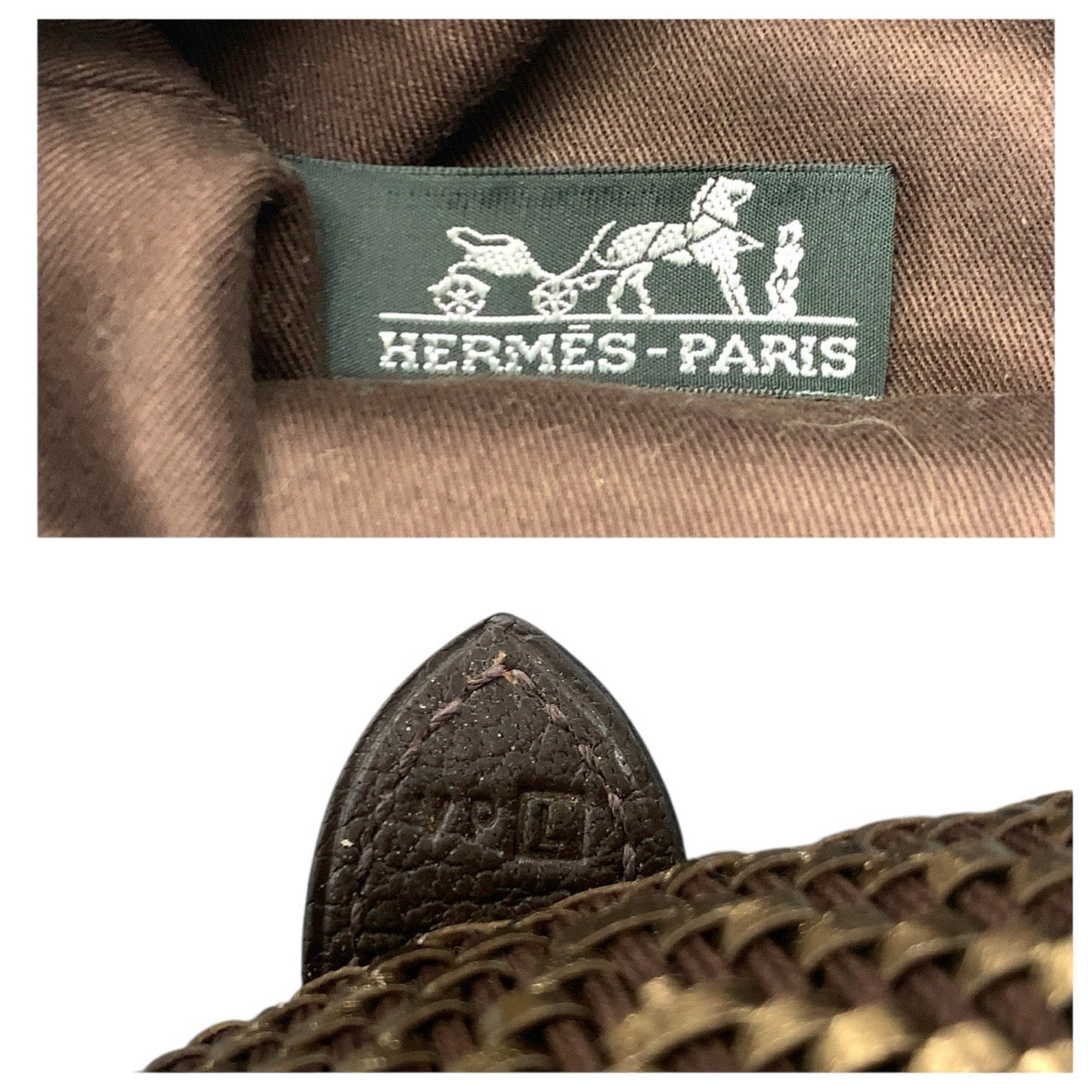23964
HERMES エルメス カバ チェンナイ ブラウン ゴールド ポリエステル / レザー トートバッグ ショルダーバッグ □L刻印 レディース A49