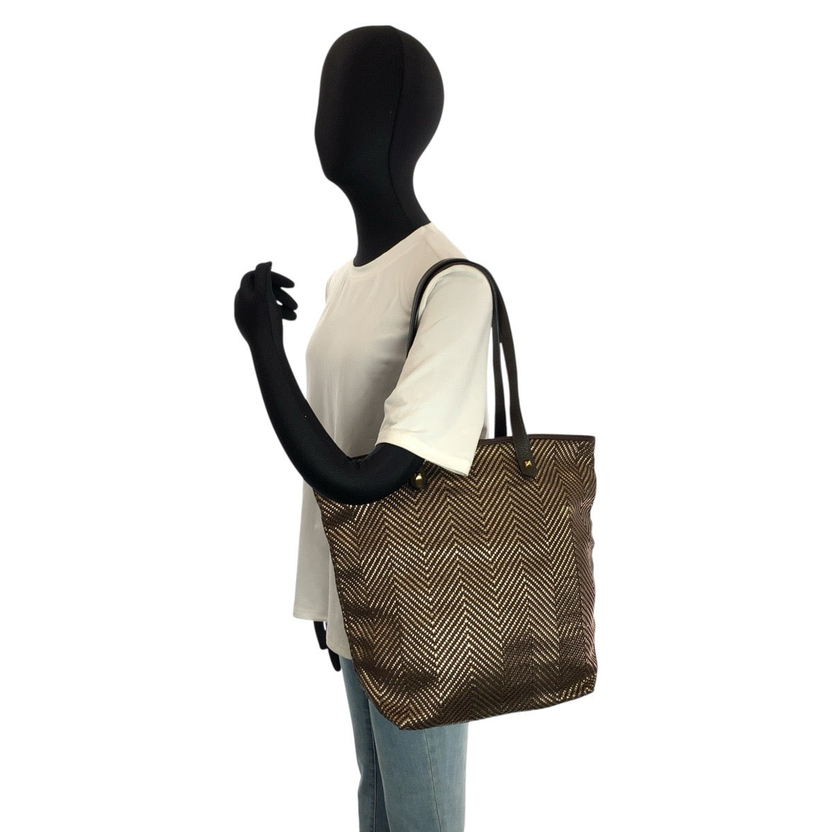 23964
HERMES エルメス カバ チェンナイ ブラウン ゴールド ポリエステル / レザー トートバッグ ショルダーバッグ □L刻印 レディース A49