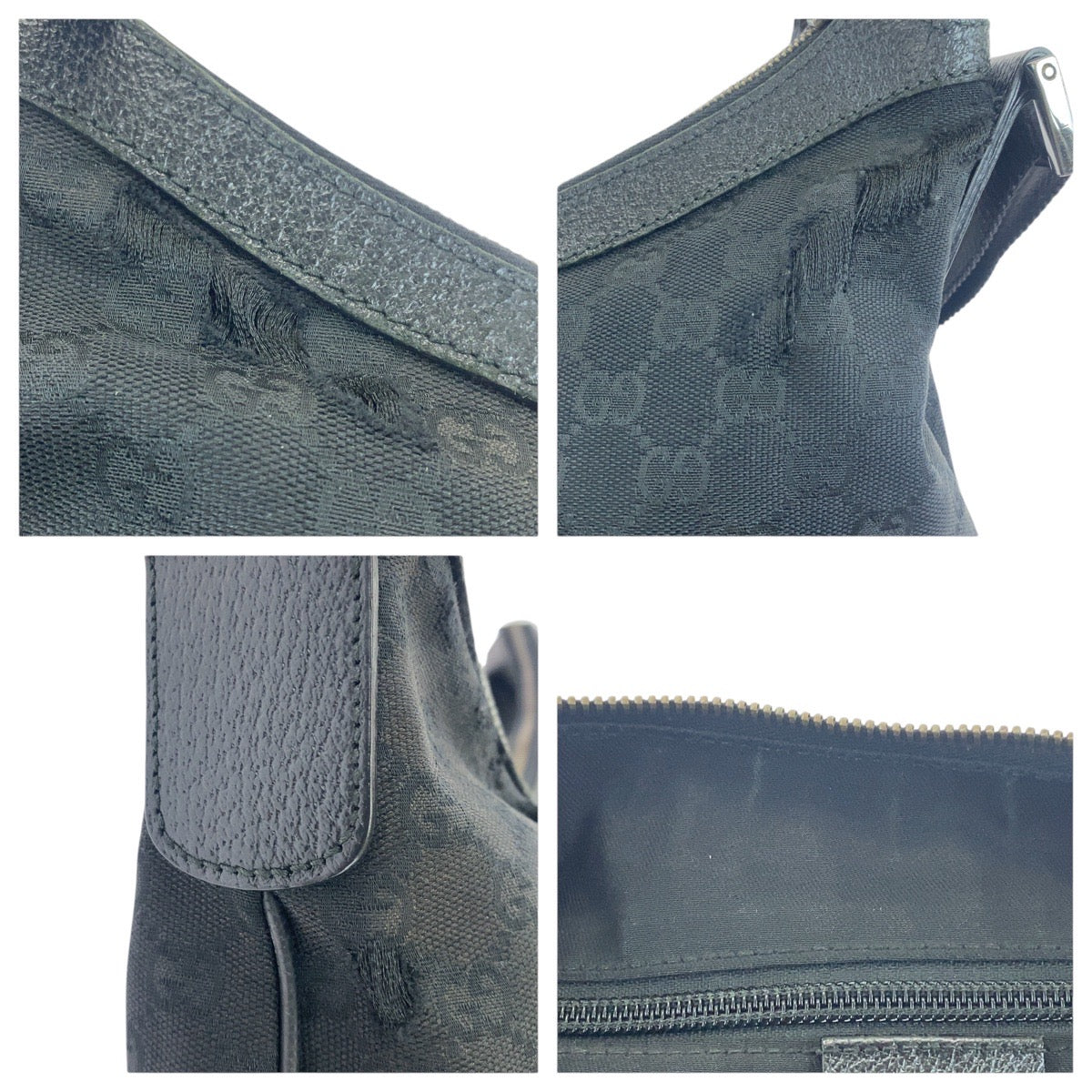 23966
GUCCI グッチ ブラック 黒 シルバー金具 GGキャンバス / レザー 189752 斜め掛け ショルダーバッグ レディース AB20