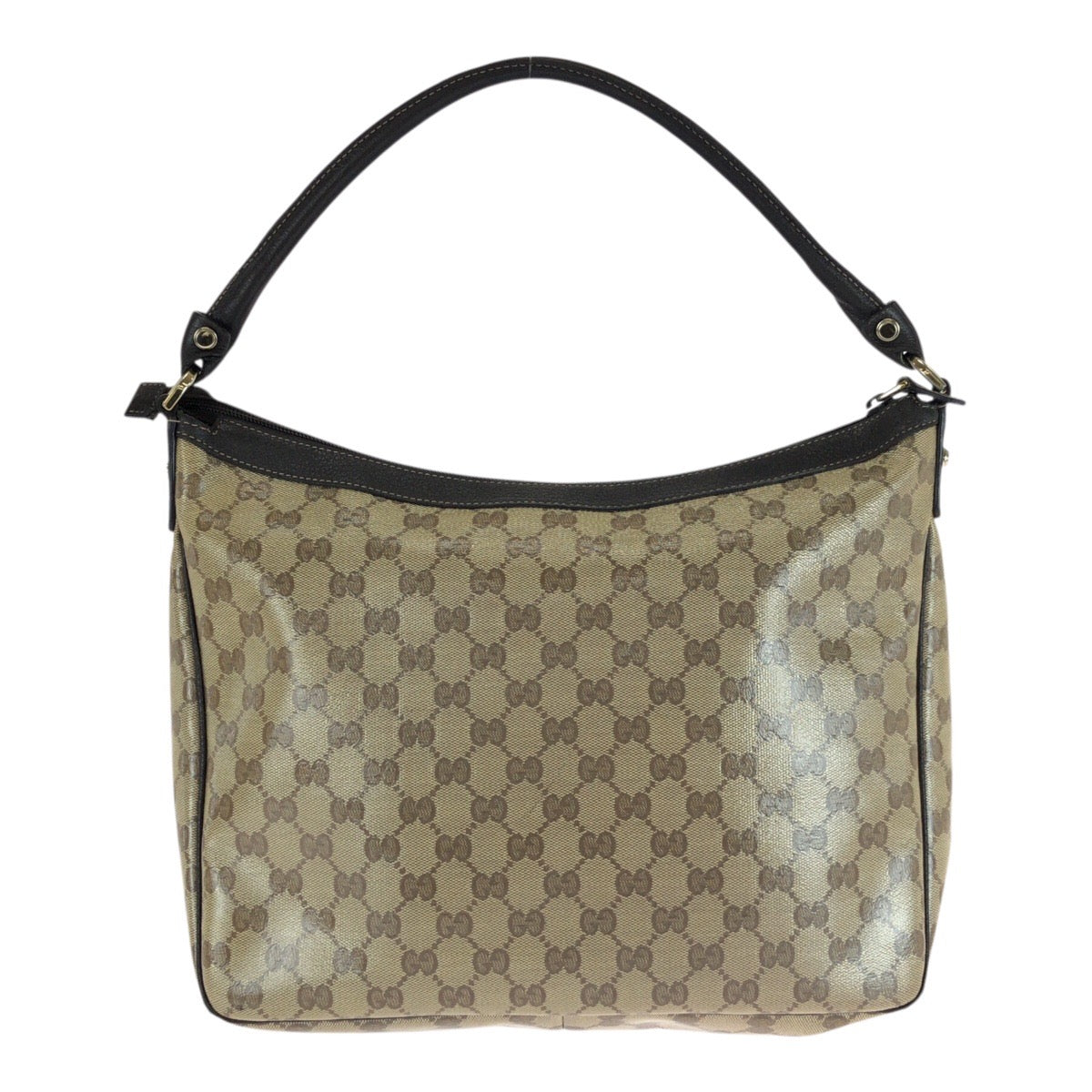 23968
GUCCI グッチ GGクリスタル ブラウン ベージュ ゴールド金具 PVC 293581 ホーボー ショルダーバッグ ハンドバッグ レディース AB36