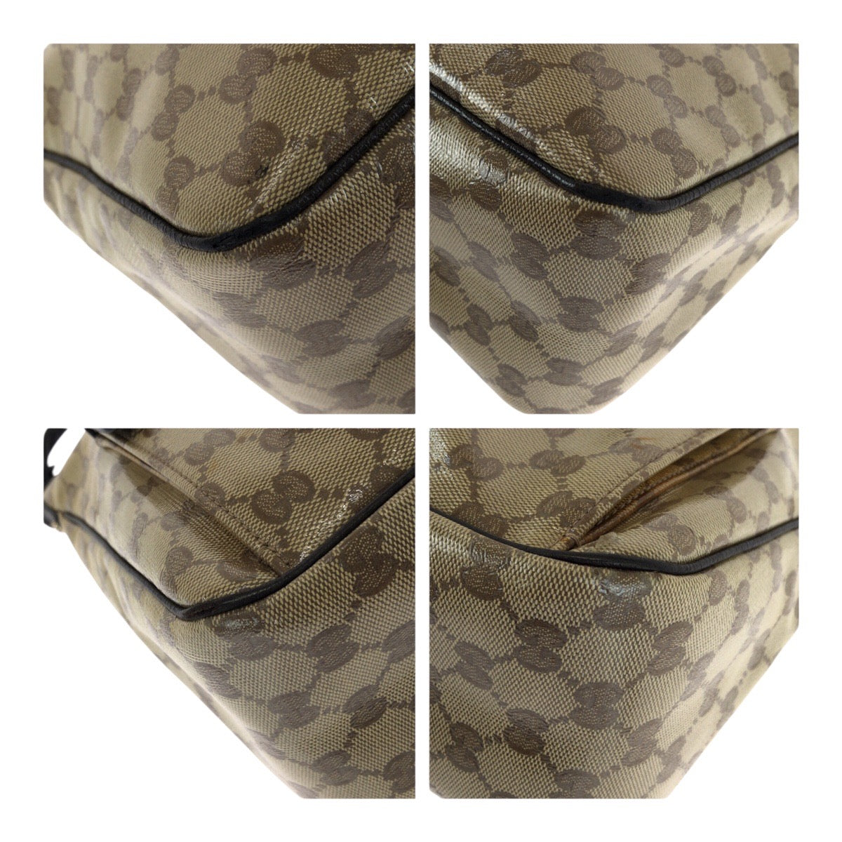 23968
GUCCI グッチ GGクリスタル ブラウン ベージュ ゴールド金具 PVC 293581 ホーボー ショルダーバッグ ハンドバッグ レディース AB36