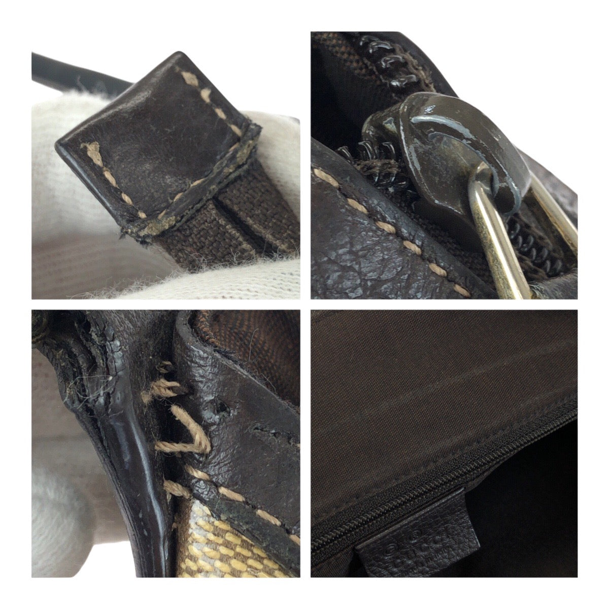 23968
GUCCI グッチ GGクリスタル ブラウン ベージュ ゴールド金具 PVC 293581 ホーボー ショルダーバッグ ハンドバッグ レディース AB36