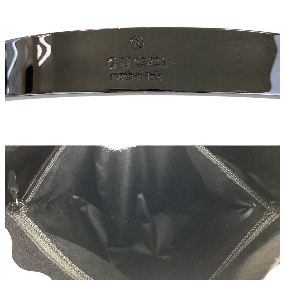 23969
GUCCI グッチ ホーボー ブラック 黒 シルバー金具 キャンバス / エナメル 001 3297 ショルダーバッグ レディース AB28