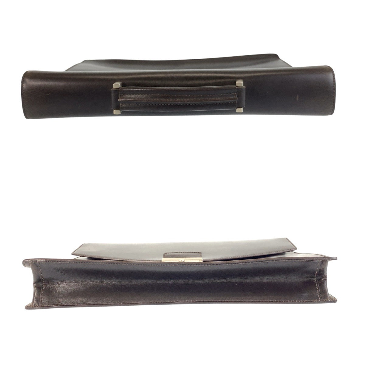 23970
PRADA プラダ ブラウン シルバー金具 レザー ビジネスバッグ ブリーフケース メンズ ABP