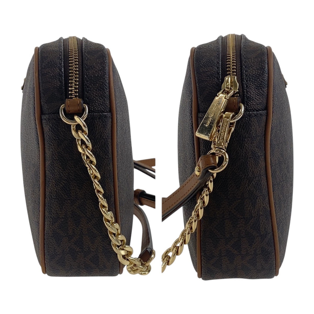 23979
Michael Kors マイケルコース ブラウン ゴールド金具 PVC 32S7GJSC7B 斜め掛け ショルダーバッグ レディース AB8