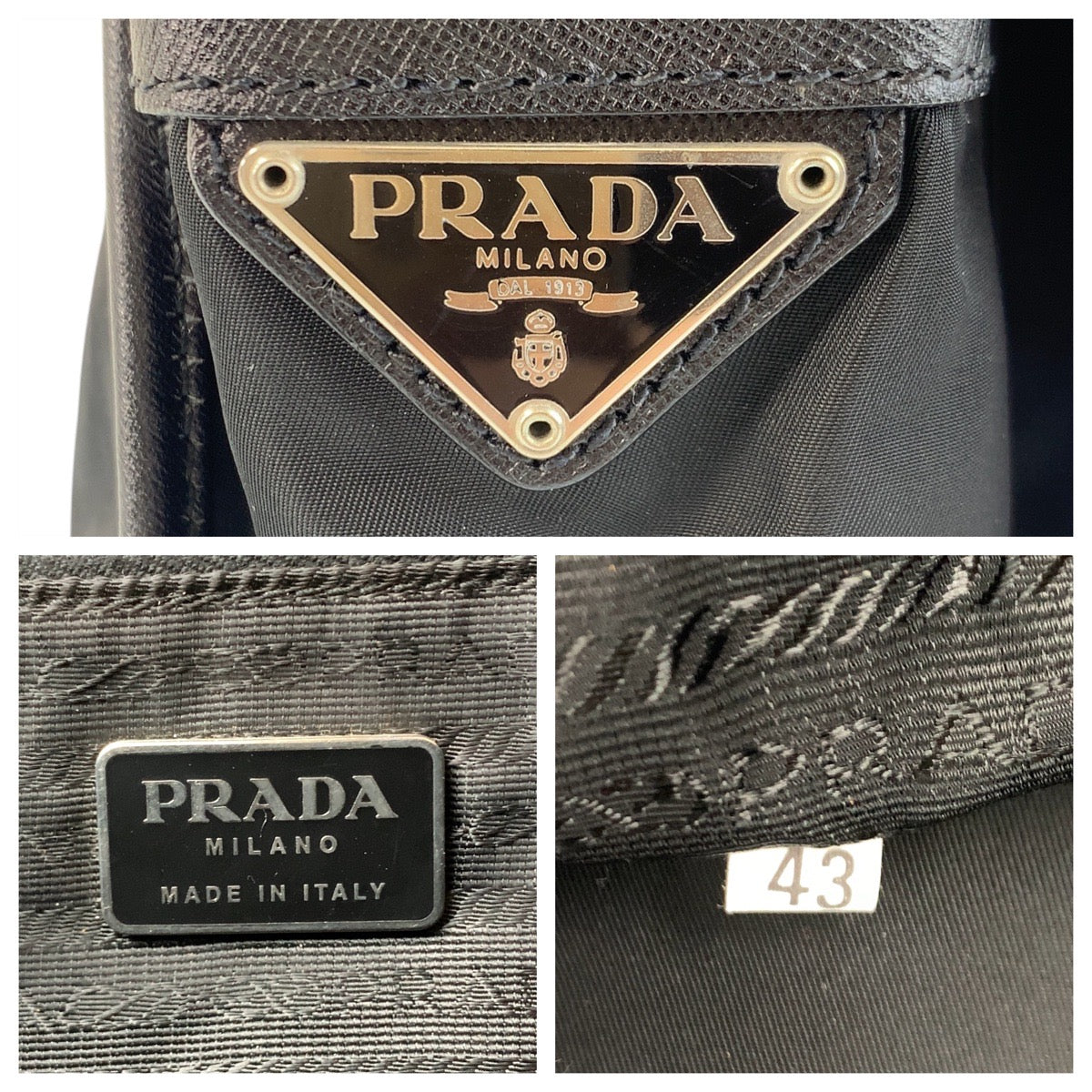 23986
PRADA プラダ テスート 三角ロゴプレート ブラック 黒 シルバー金具 ナイロン ショルダーバッグ メッセンジャーバッグ メンズ ABP50