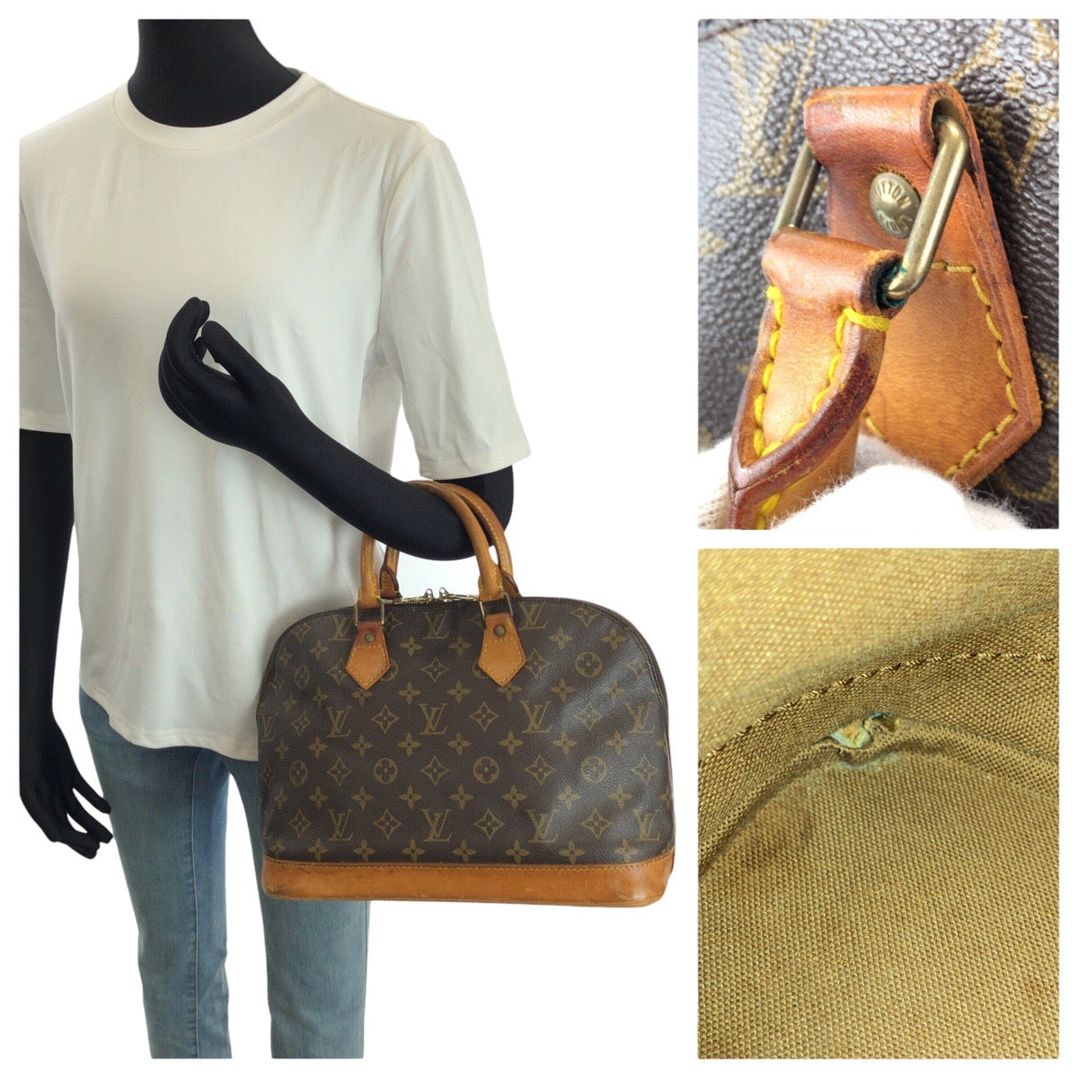 23992
LOUIS VUITTON ルイヴィトン モノグラム アルマPM ブラウン ゴールド金具 PVC / レザー M51130 トートバッグ ハンドバッグ レディース AB36