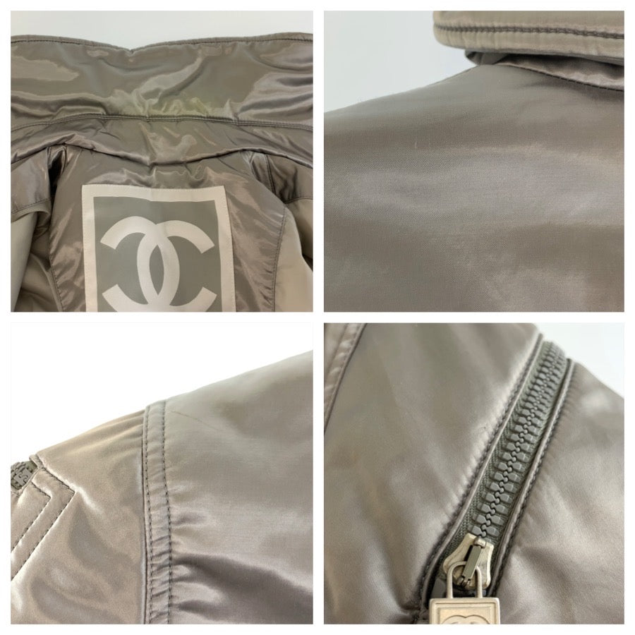 23993
CHANEL シャネル スポーツライン ココマーク サイズ42 グレー シルバー コットン / ポリアミド / エラスタン ダウンコート ジップアップコート レディース AB80