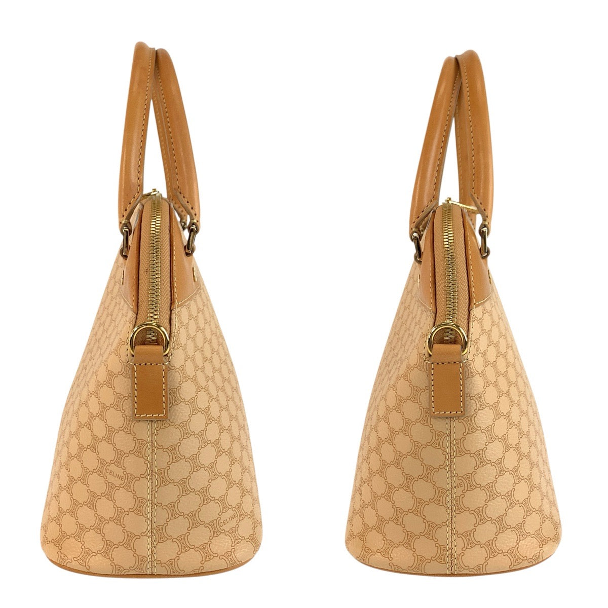 23994
CELINE セリーヌ ヴィンテージ マカダム ベージュ キャメル ゴールド金具 PVC / レザー CE00/13 ハンドバッグ ショルダーバッグ 2way レディース A48