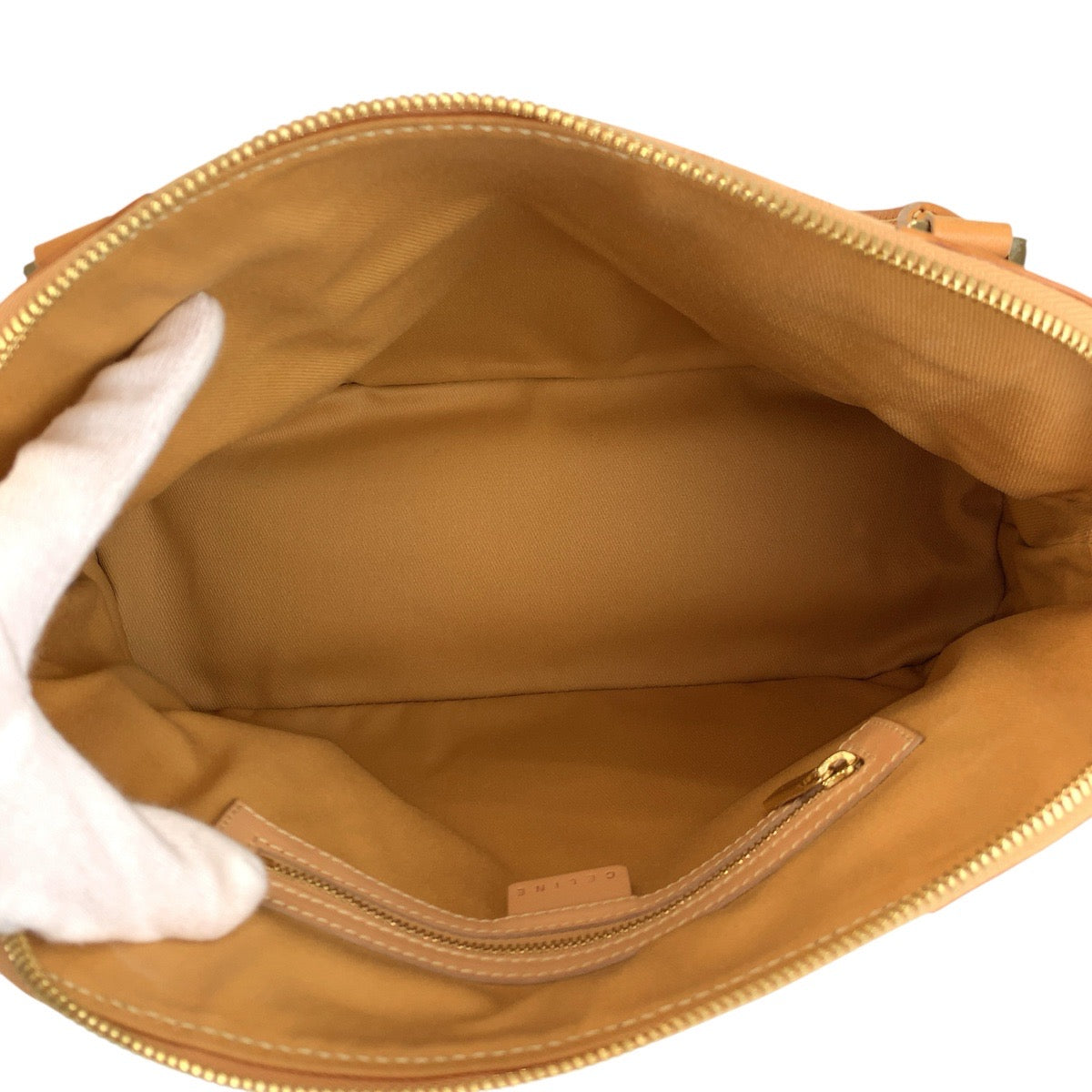23994
CELINE セリーヌ ヴィンテージ マカダム ベージュ キャメル ゴールド金具 PVC / レザー CE00/13 ハンドバッグ ショルダーバッグ 2way レディース A48