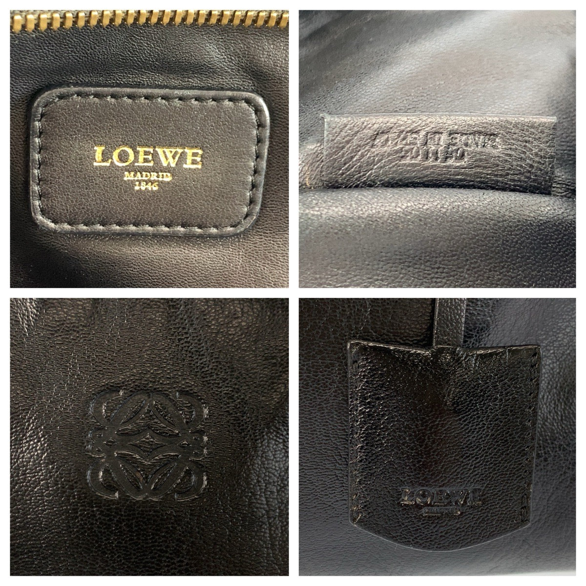 23998
LOEWE ロエベ アマソナ36 ブラック 黒 ゴールド金具 レザー ハンドバッグ ボストンバッグ レディース AB42