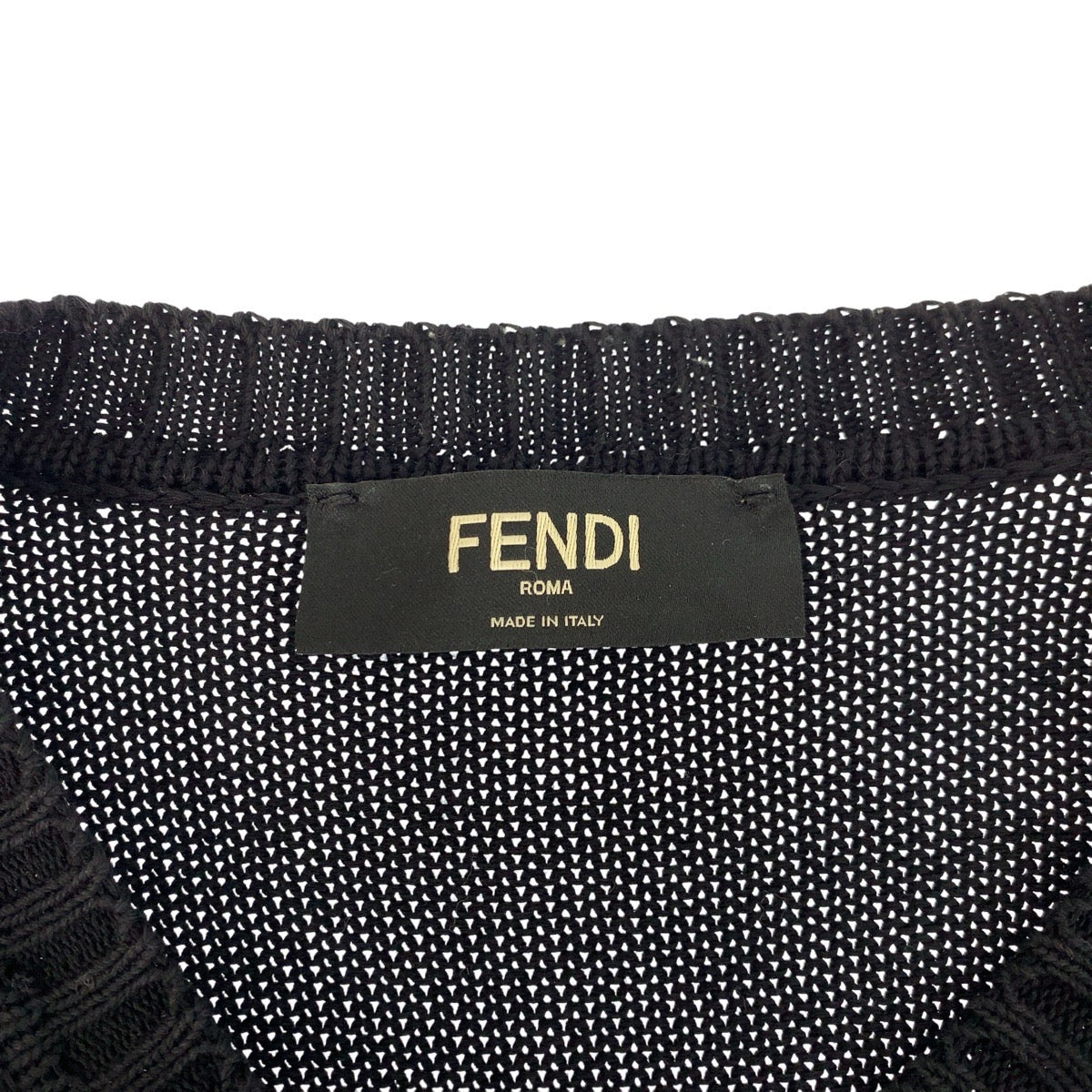 23999
FENDI フェンディ バグズアイ トランプ ブラック 黒 コットン ニット セーター メンズ AB23