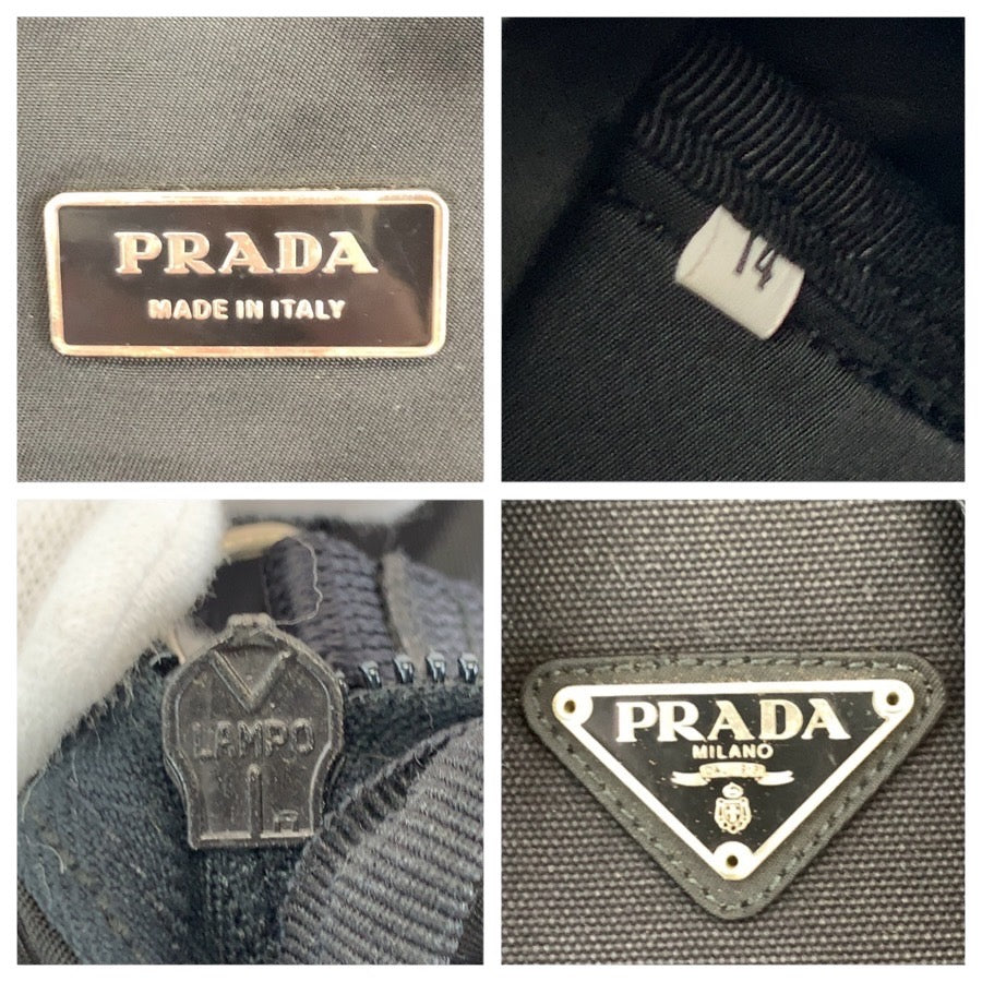 24003
PRADA プラダ テスート 三角ロゴプレート ブラック 黒 シルバー金具 ナイロン リュックサック バックパック メンズ ABP90
