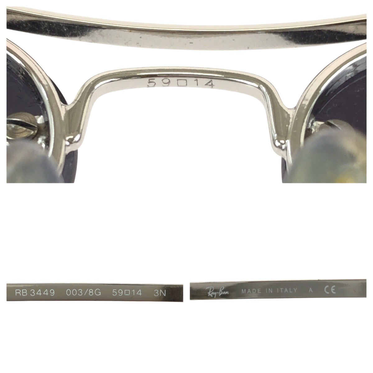 24004
Ray-Ban レイバン グレー シルバー金具 メタル RB3449 003/8G 59□14 3N サングラス メガネ 男女兼用 ティアドロップ レディース A14