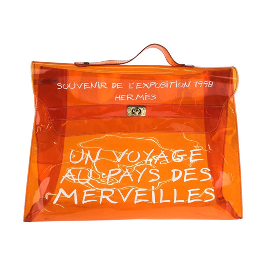 24005
HERMES エルメス ビニールケリー スケルトン オレンジ ゴールド金具 ビニール ハンドバッグ レディース ABP52