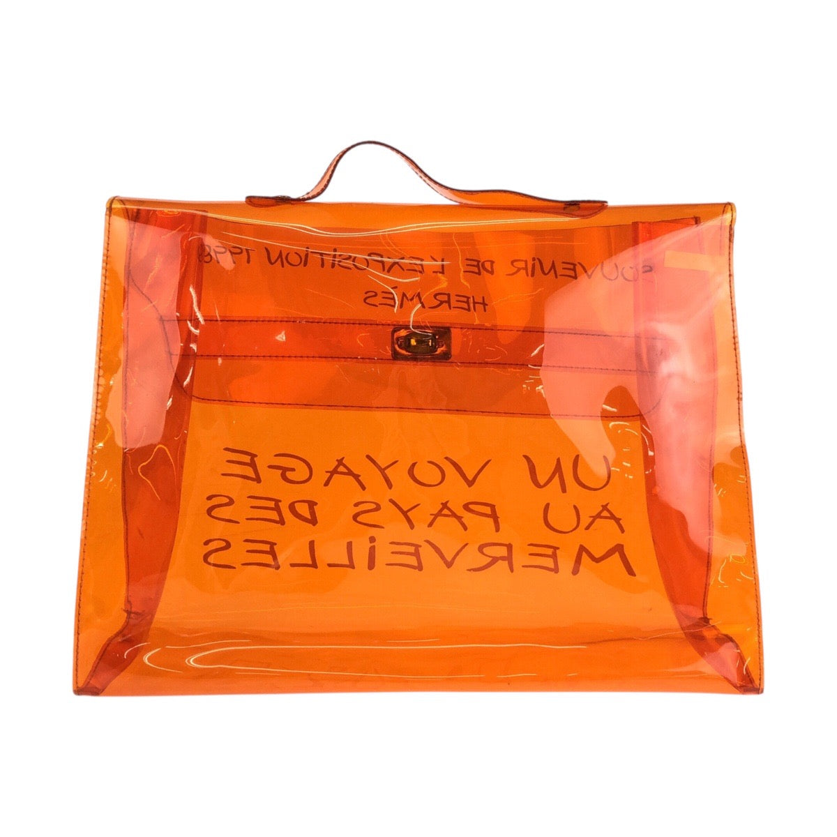 24005
HERMES エルメス ビニールケリー スケルトン オレンジ ゴールド金具 ビニール ハンドバッグ レディース ABP52