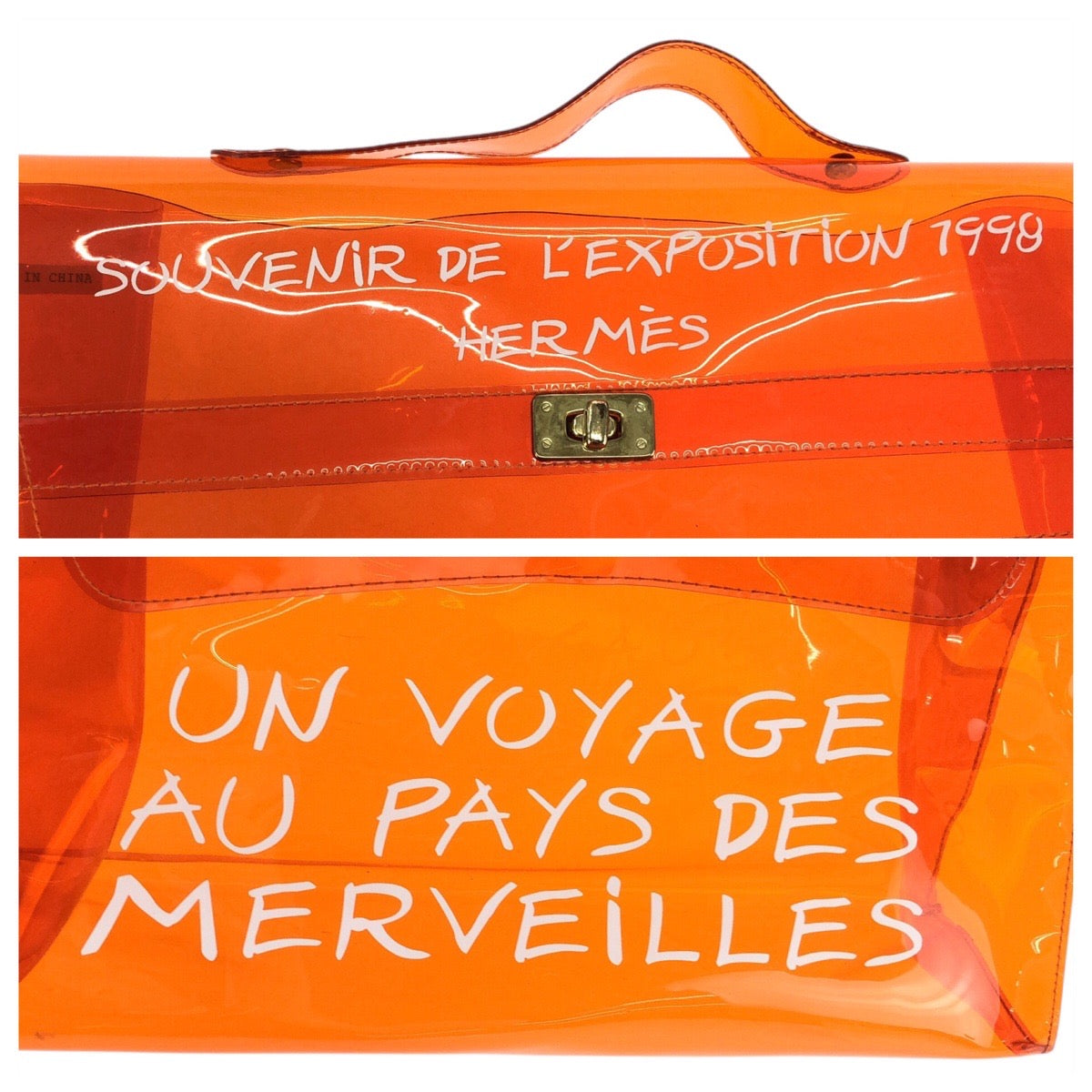 24005
HERMES エルメス ビニールケリー スケルトン オレンジ ゴールド金具 ビニール ハンドバッグ レディース ABP52