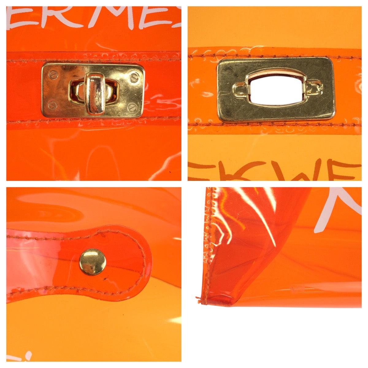 24005
HERMES エルメス ビニールケリー スケルトン オレンジ ゴールド金具 ビニール ハンドバッグ レディース ABP52
