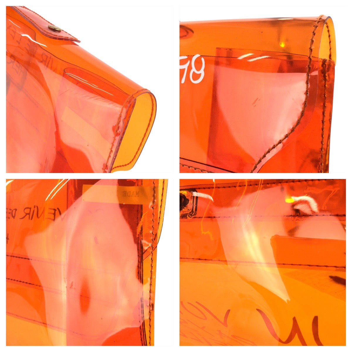 24005
HERMES エルメス ビニールケリー スケルトン オレンジ ゴールド金具 ビニール ハンドバッグ レディース ABP52