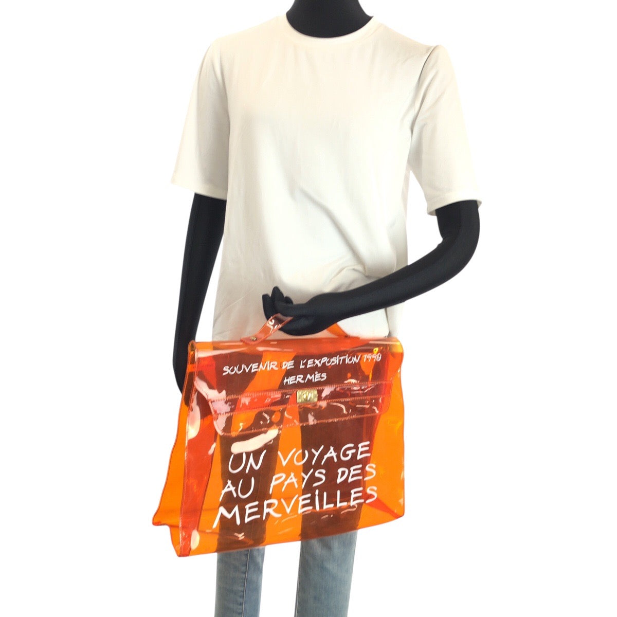24005
HERMES エルメス ビニールケリー スケルトン オレンジ ゴールド金具 ビニール ハンドバッグ レディース ABP52