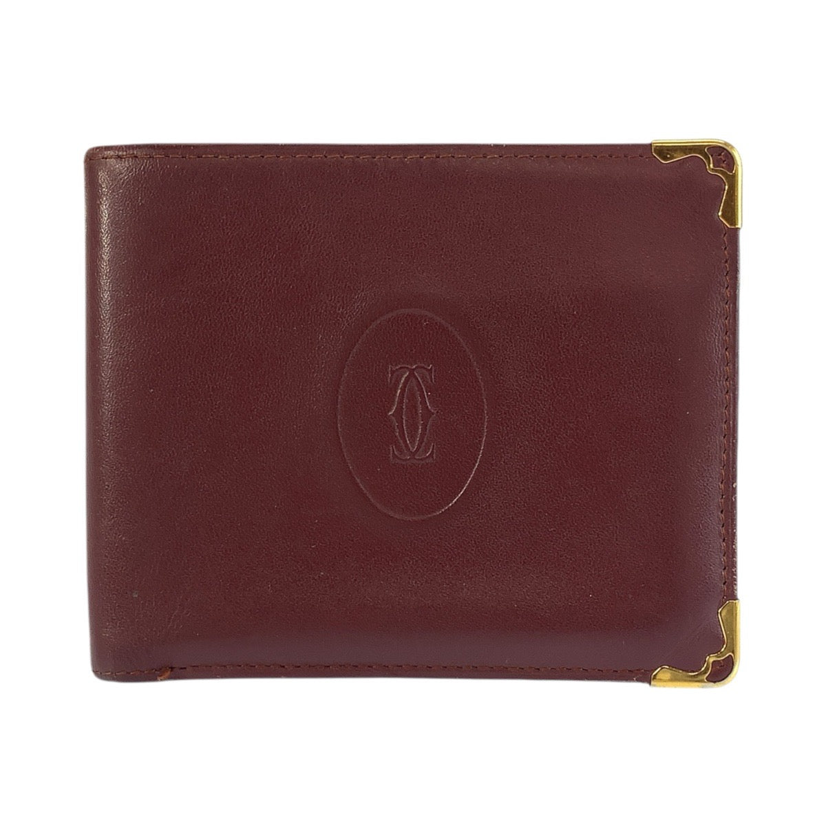 24009
CARTIER カルティエ マストライン ワインレッド ボルドー レザー 折財布 札入れ メンズ ABP15