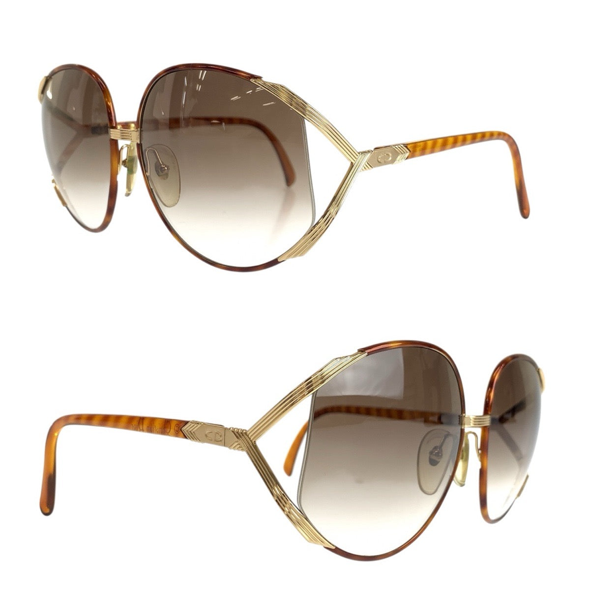 24010
Christian Dior クリスチャンディオール ヴィンテージ ブラウン ゴールド プラスチック / メッキ 2250 14 63□17 サングラス グラデーションレンズ ラウンド レディース A23