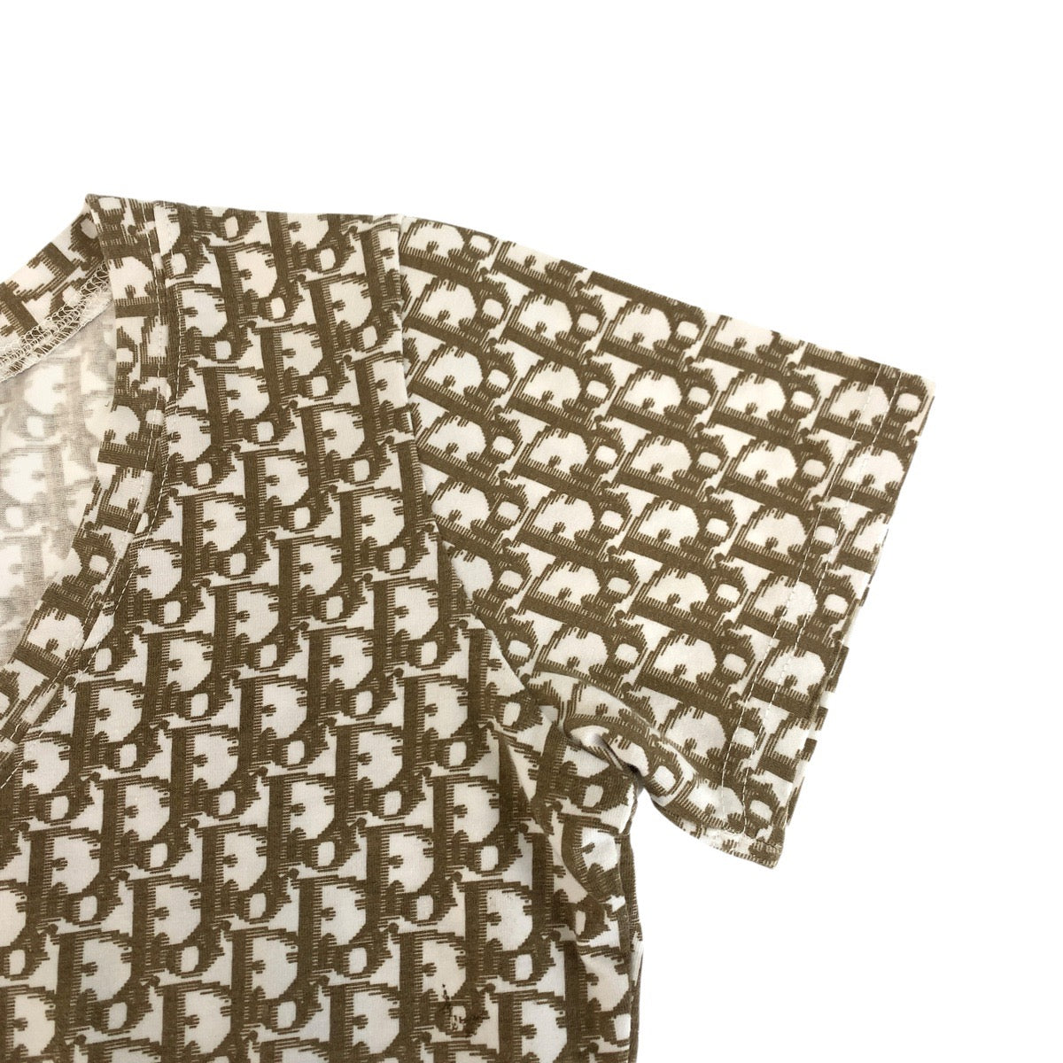 24013
Christian Dior Trotter Flower Size 38 Beige Cotton Short Sleeve T-shirt V-neck T-shirt Ladies A56