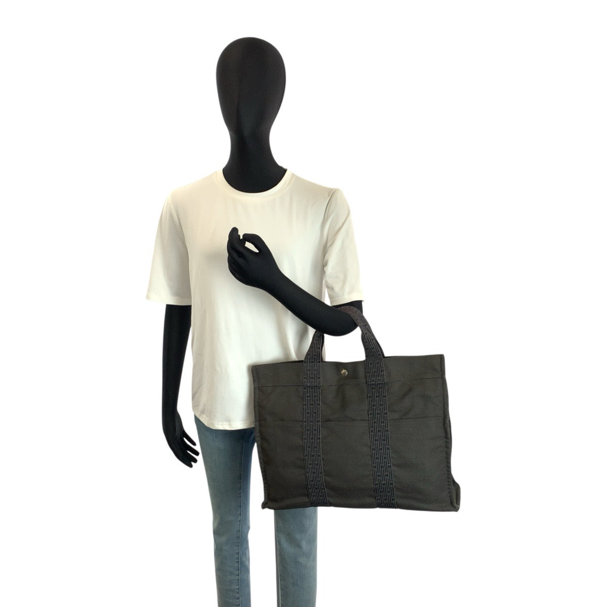 24017
HERMES エルメス エールラインMM グレー シルバー金具 ポリアミド / ポリエステル トートバッグ ハンドバッグ レディース ABP21