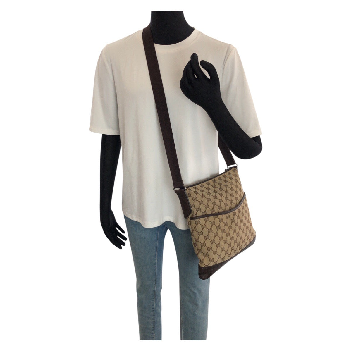 24019
GUCCI グッチ ベージュ ブラウン GGキャンバス / レザー 145857 ショルダーバッグ メッセンジャーバッグ レディース ABP42