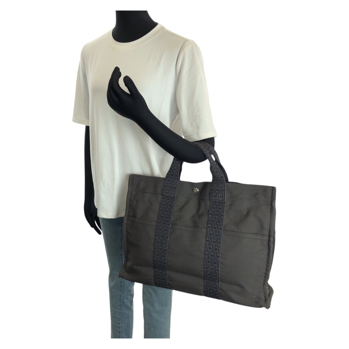 24020
HERMES エルメス エールライン MM グレー シルバー金具 ポリアミド / ポリエステル トートバッグ ハンドバッグ レディース ABP21