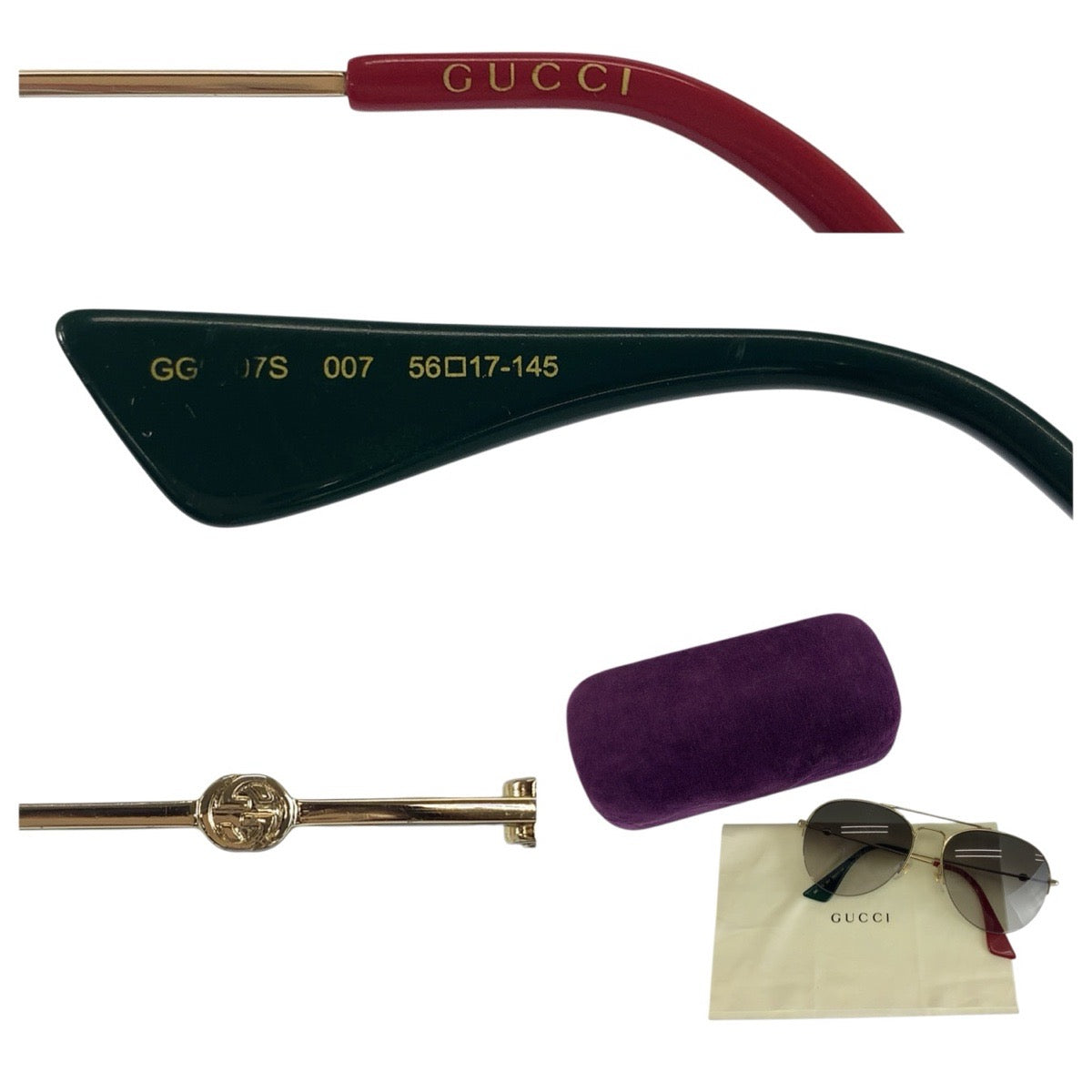 24023
GUCCI グッチ ゴールド グレー メタル GG0107S 007 56□17-145 サングラス ティアドロップ メンズ AB21