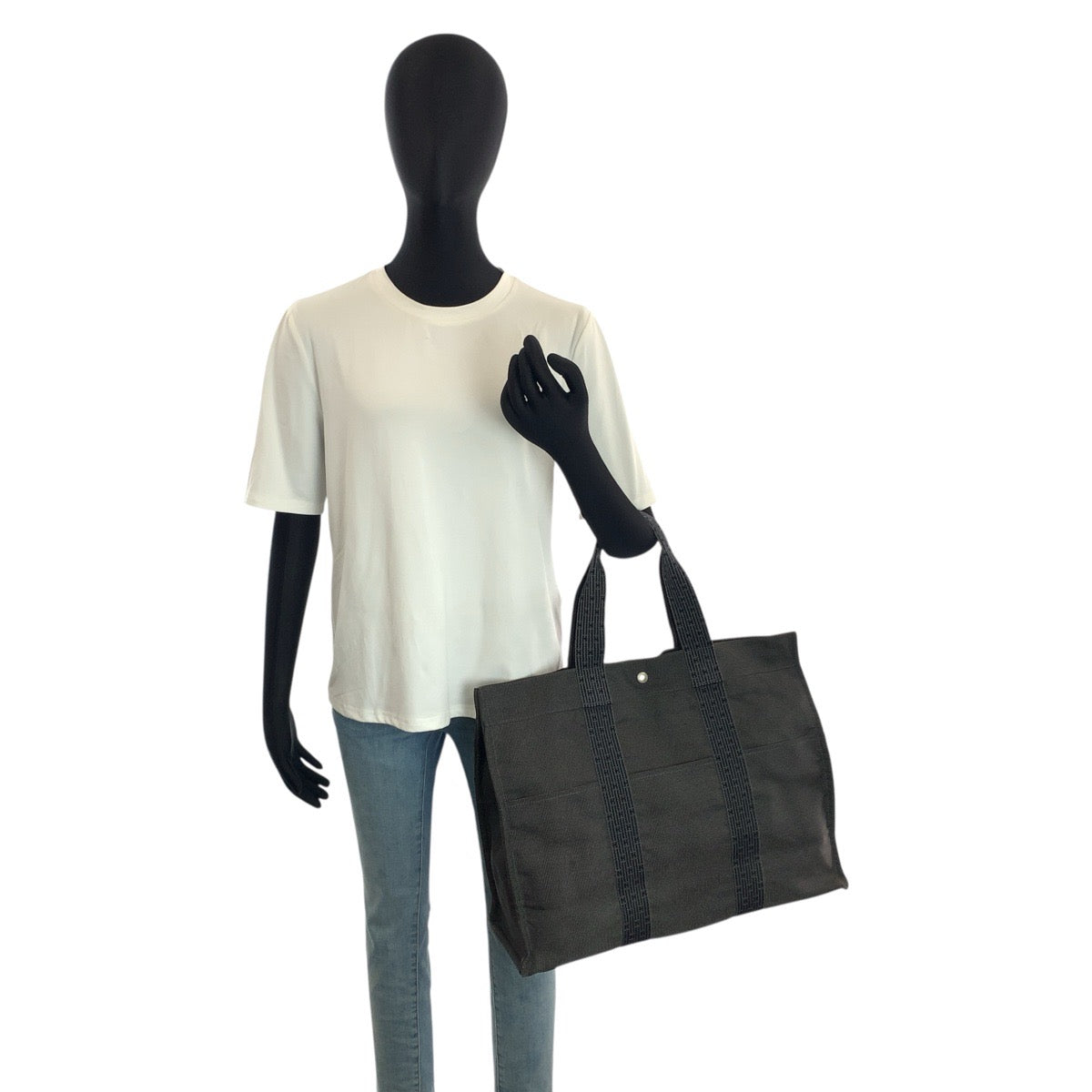 24024
HERMES エルメス エールラインGM グレー シルバー金具 ポリアミド / ポリエステル トートバッグ ハンドバッグ 男女兼用 レディース A42