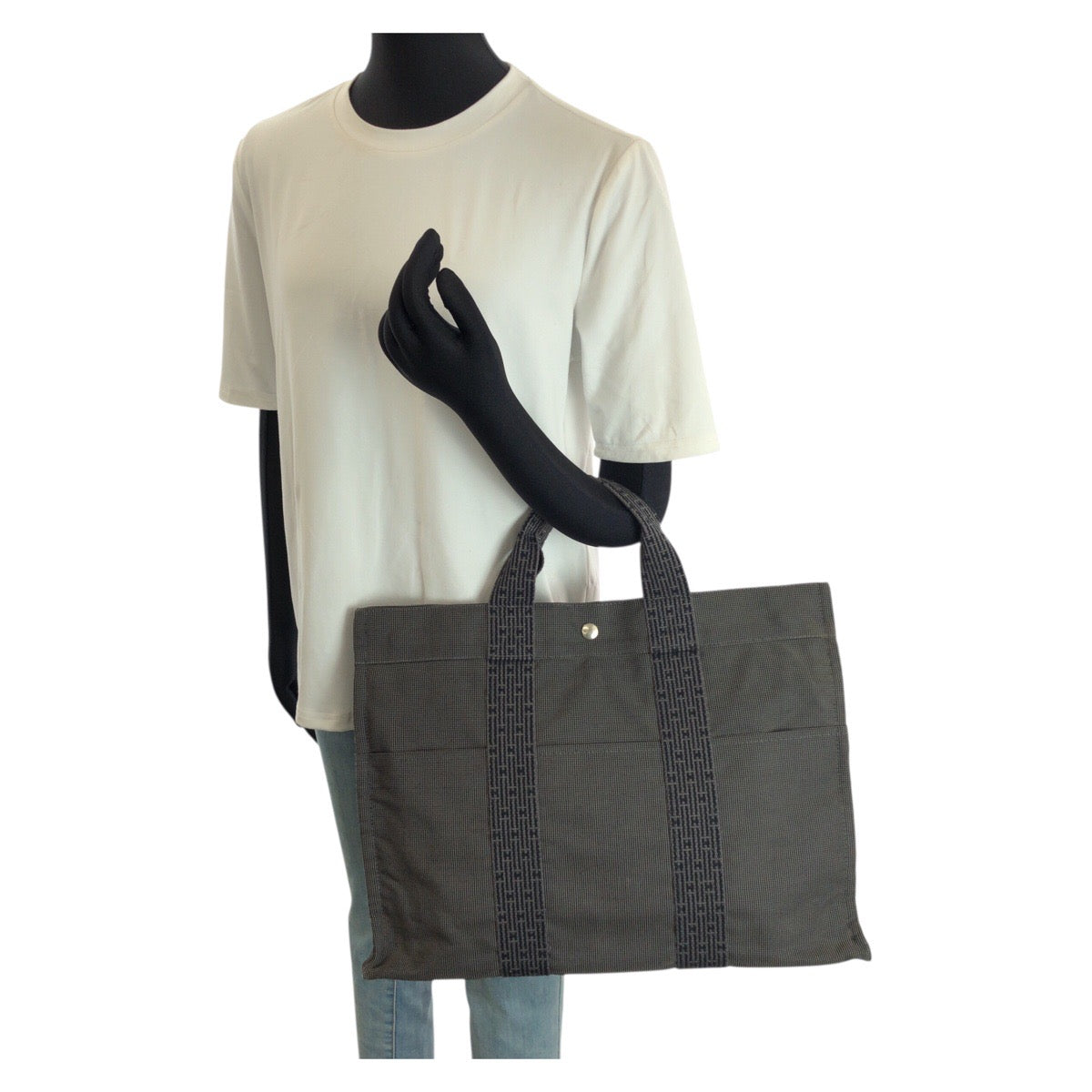 24025
HERMES エルメス エールラインMM グレー シルバー金具 ポリアミド / ポリエステル トートバッグ ハンドバッグ レディース ABP23