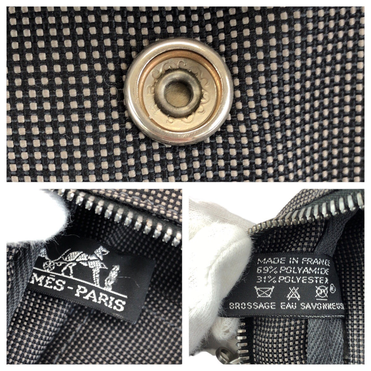 24028
HERMES エルメス エールライン MM グレー シルバー金具 ポリアミド / ポリエステル トートバッグ ハンドバッグ レディース ABP23