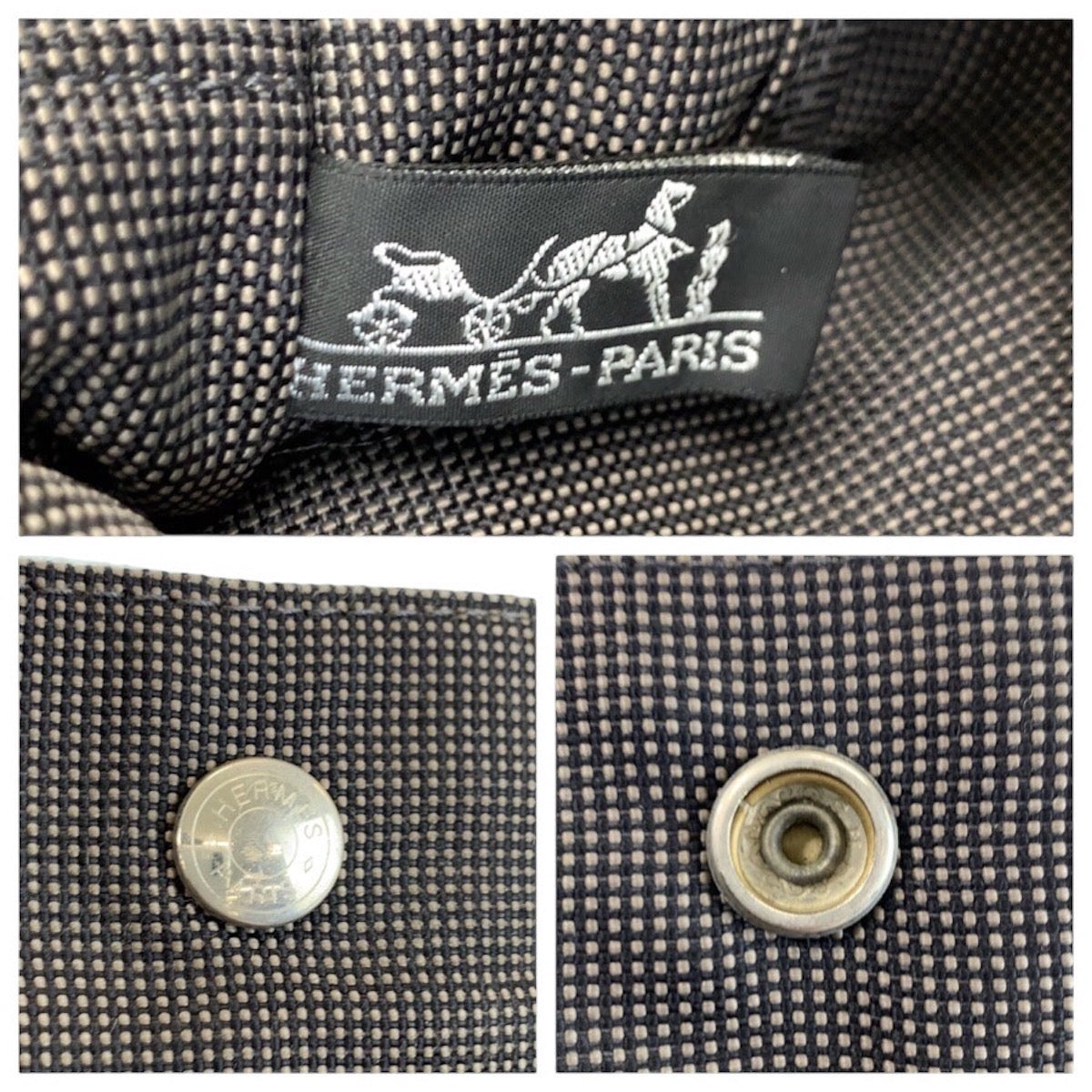 24029
HERMES エルメス エールライン MM グレー シルバー金具 ポリアミド / ポリエステル トートバッグ ハンドバッグ レディース AB16