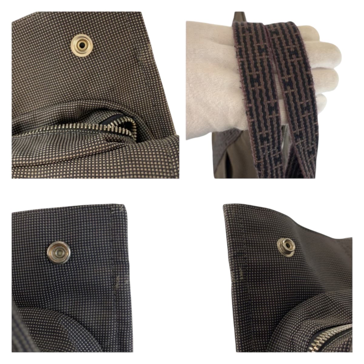 24029
HERMES エルメス エールライン MM グレー シルバー金具 ポリアミド / ポリエステル トートバッグ ハンドバッグ レディース AB16