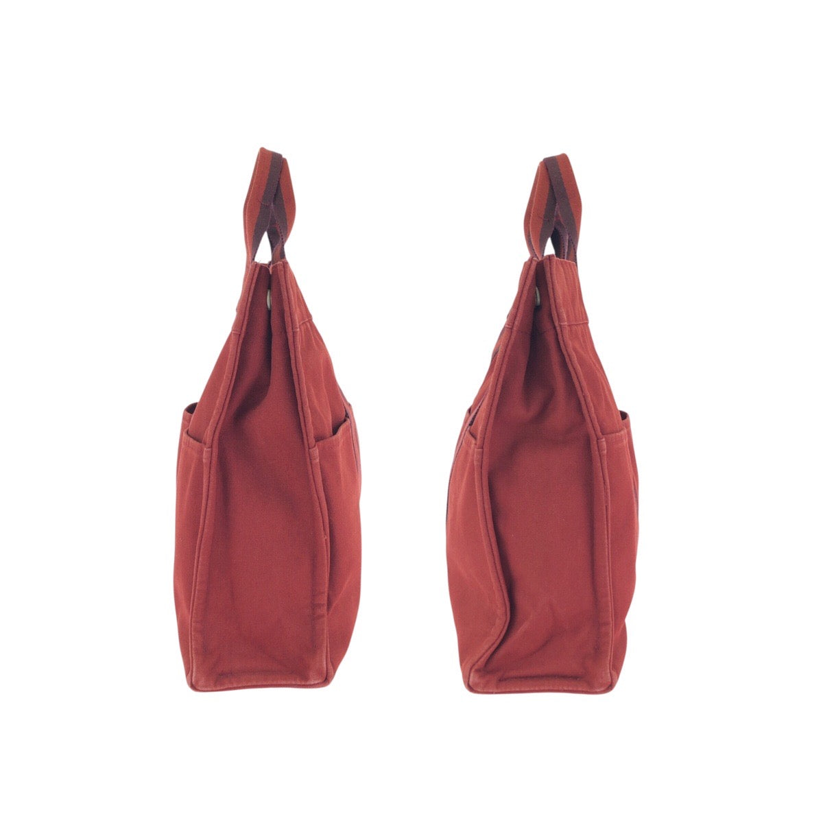 24031
HERMES エルメス フールトゥ MM レッド シルバー金具 キャンバス トートバッグ ハンドバッグ レディース AB14