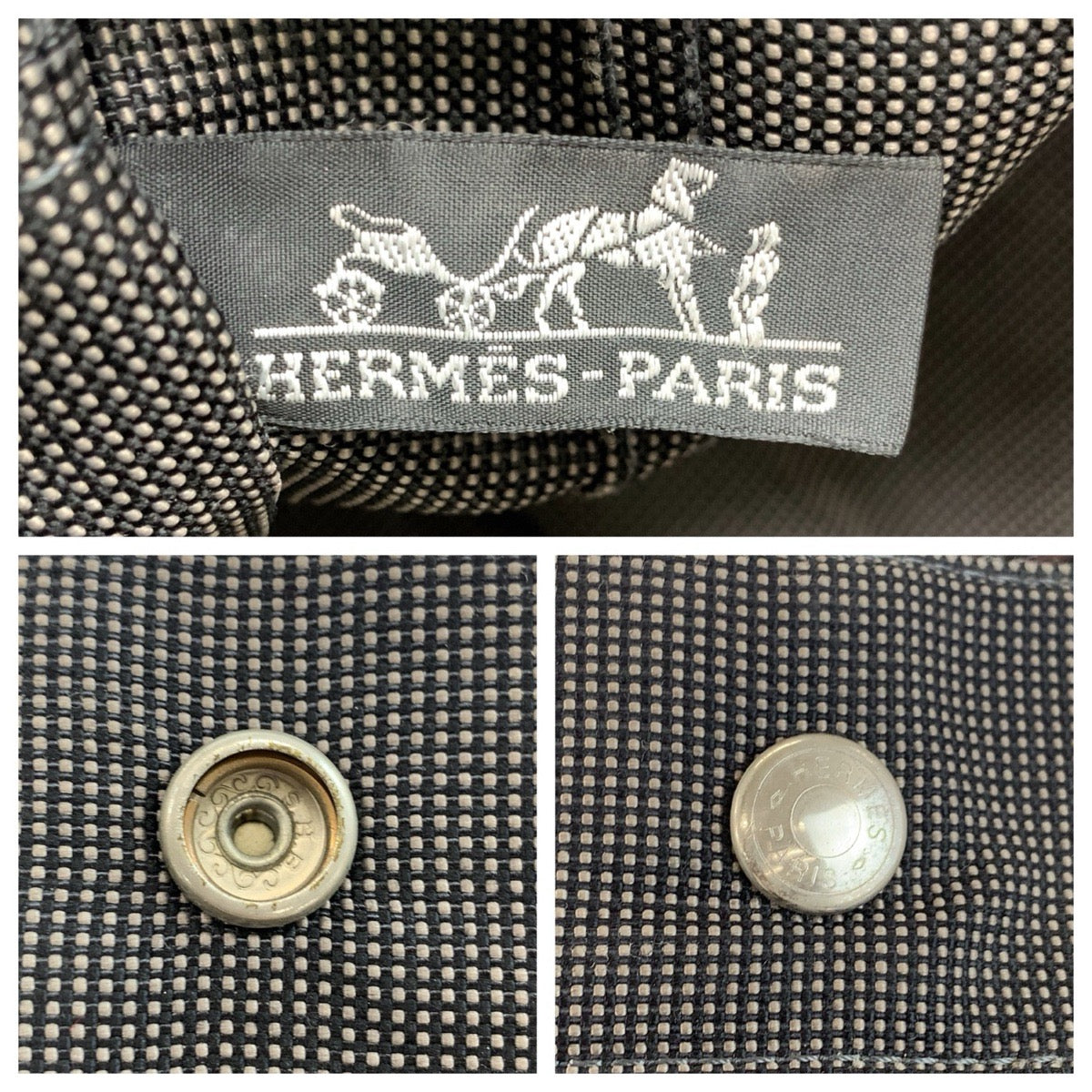 24032
HERMES エルメス エールラインMM グレー シルバー金具 ポリアミド / ポリエステル トートバッグ ハンドバッグ レディース AB21