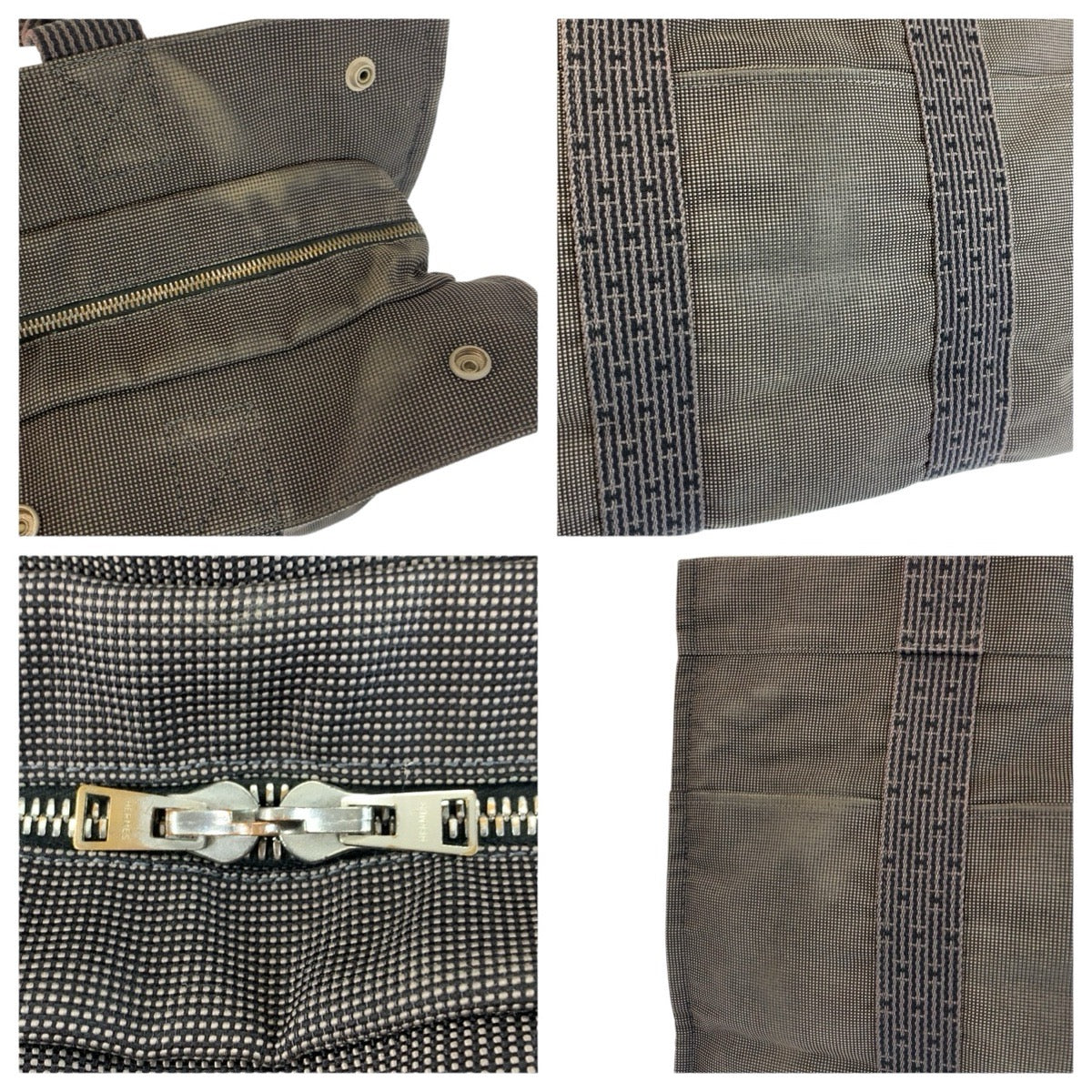 24032
HERMES エルメス エールラインMM グレー シルバー金具 ポリアミド / ポリエステル トートバッグ ハンドバッグ レディース AB21