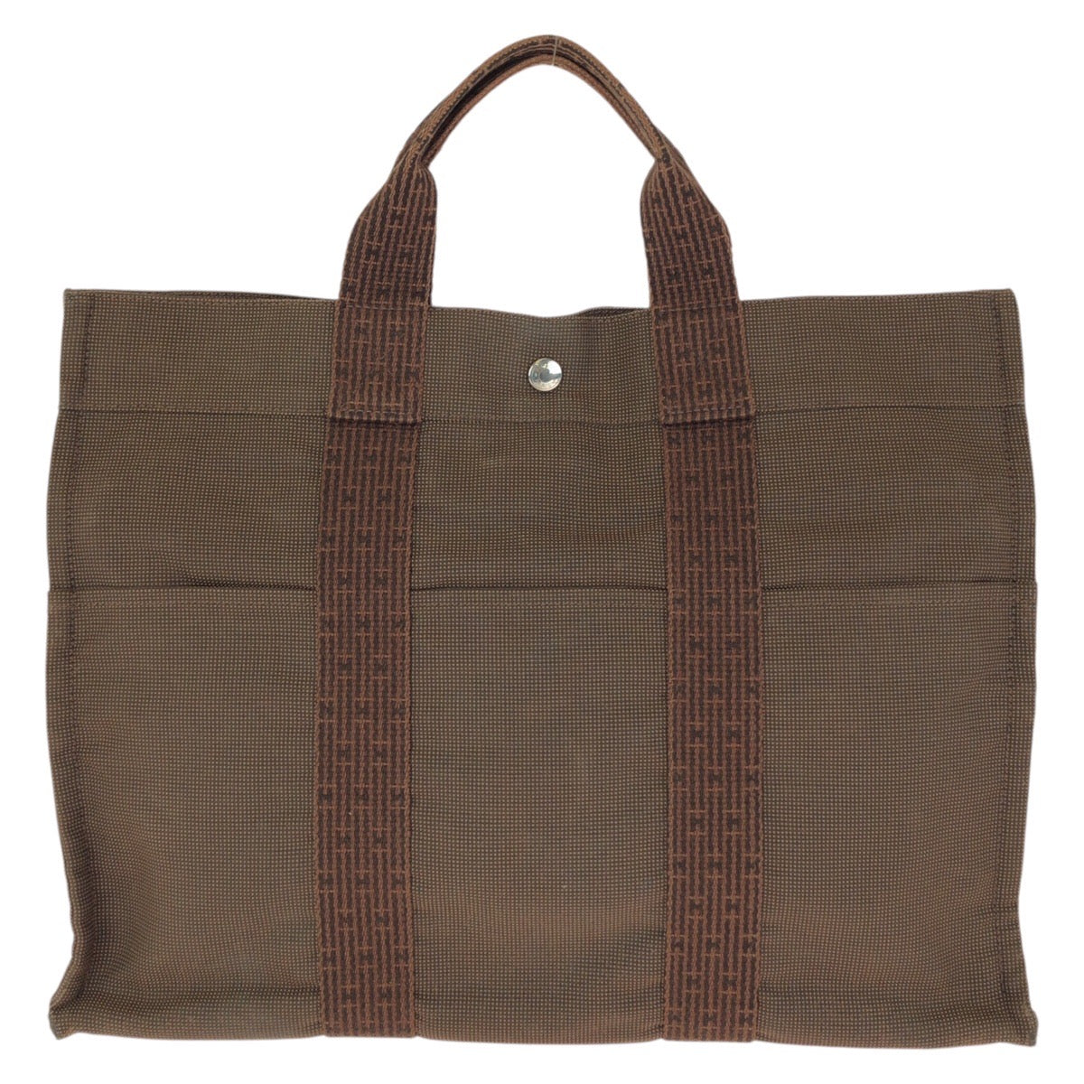 24033
HERMES エルメス エールライン MM ブラウン シルバー金具 ポリアミド / ポリエステル トートバッグ ハンドバッグ レディース AB16